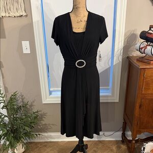 🆕 R & M Richards Black Midi Dress with Elegant Ring Detail